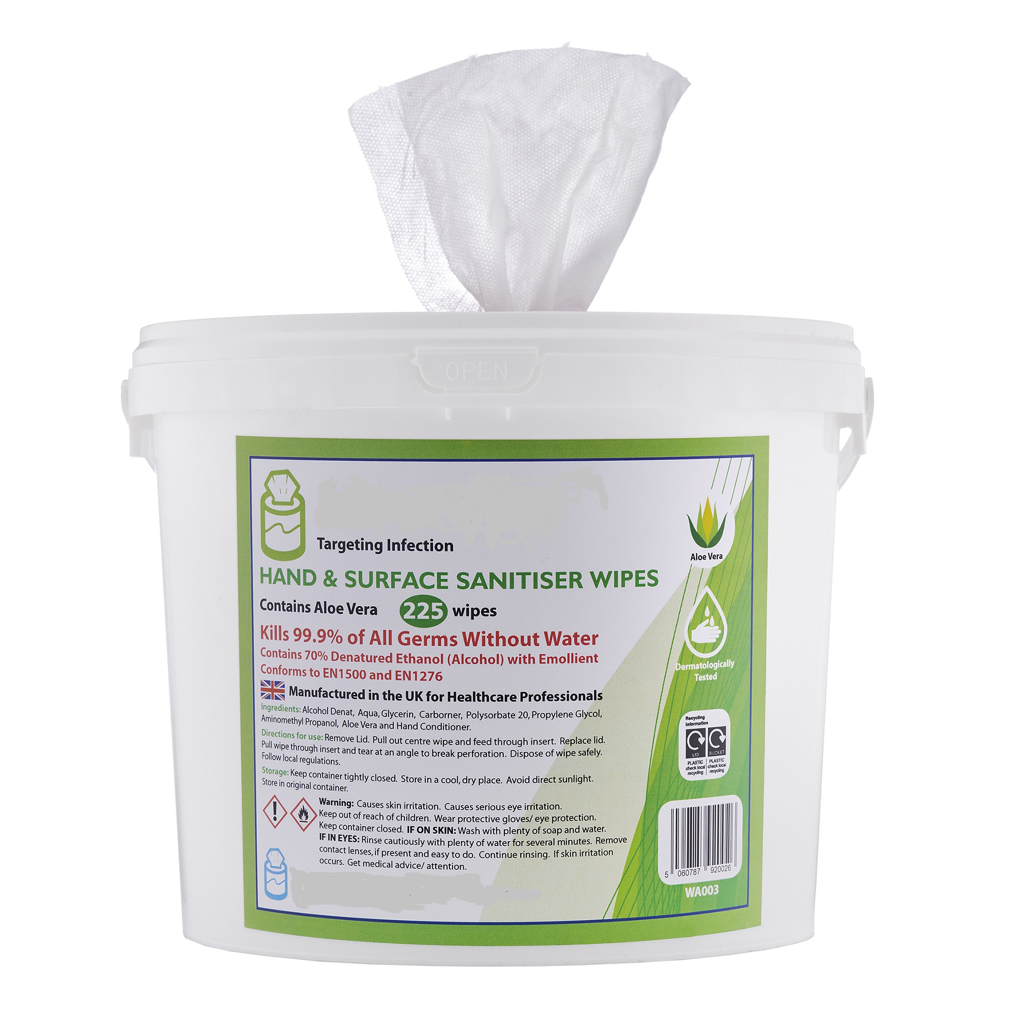 Wipes Alcohol Based Tub 225's